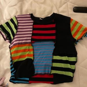 RAGGED PRIEST PATCHWORK COLORFUL CROP TOP